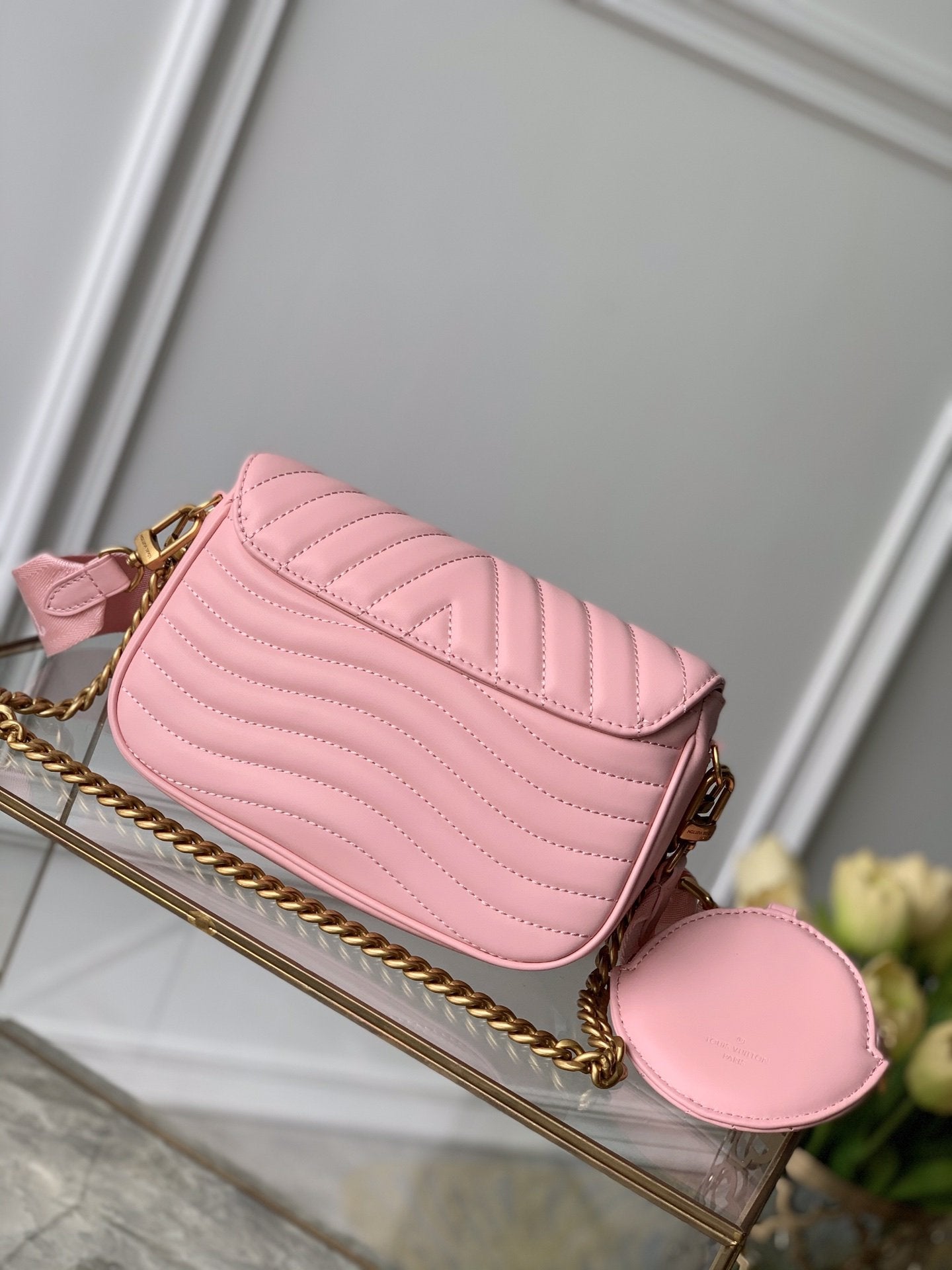 MULTI-POCHETTE PINK CALFKIN 19CM CROSS BODY BAG