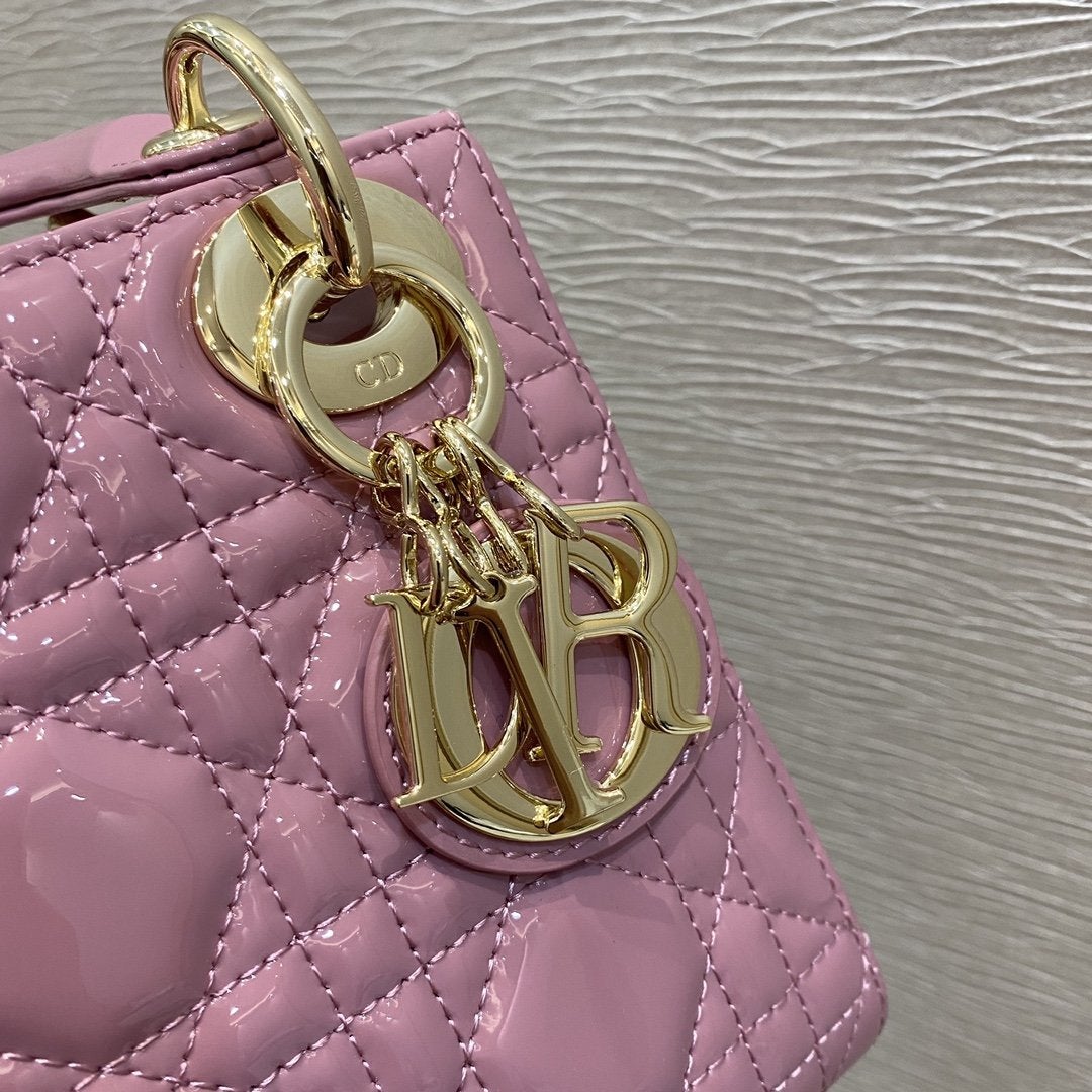 MINI LADY BAG 17 PINK PATENT CALFSKIN