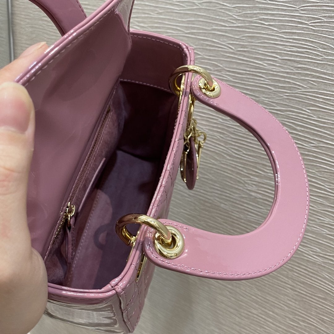 MINI LADY BAG 17 PINK PATENT CALFSKIN