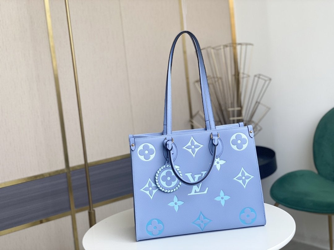 ONTHEGO MM 35CM SUMMER BLUE EMBOSSED GRAINED COWHIDE