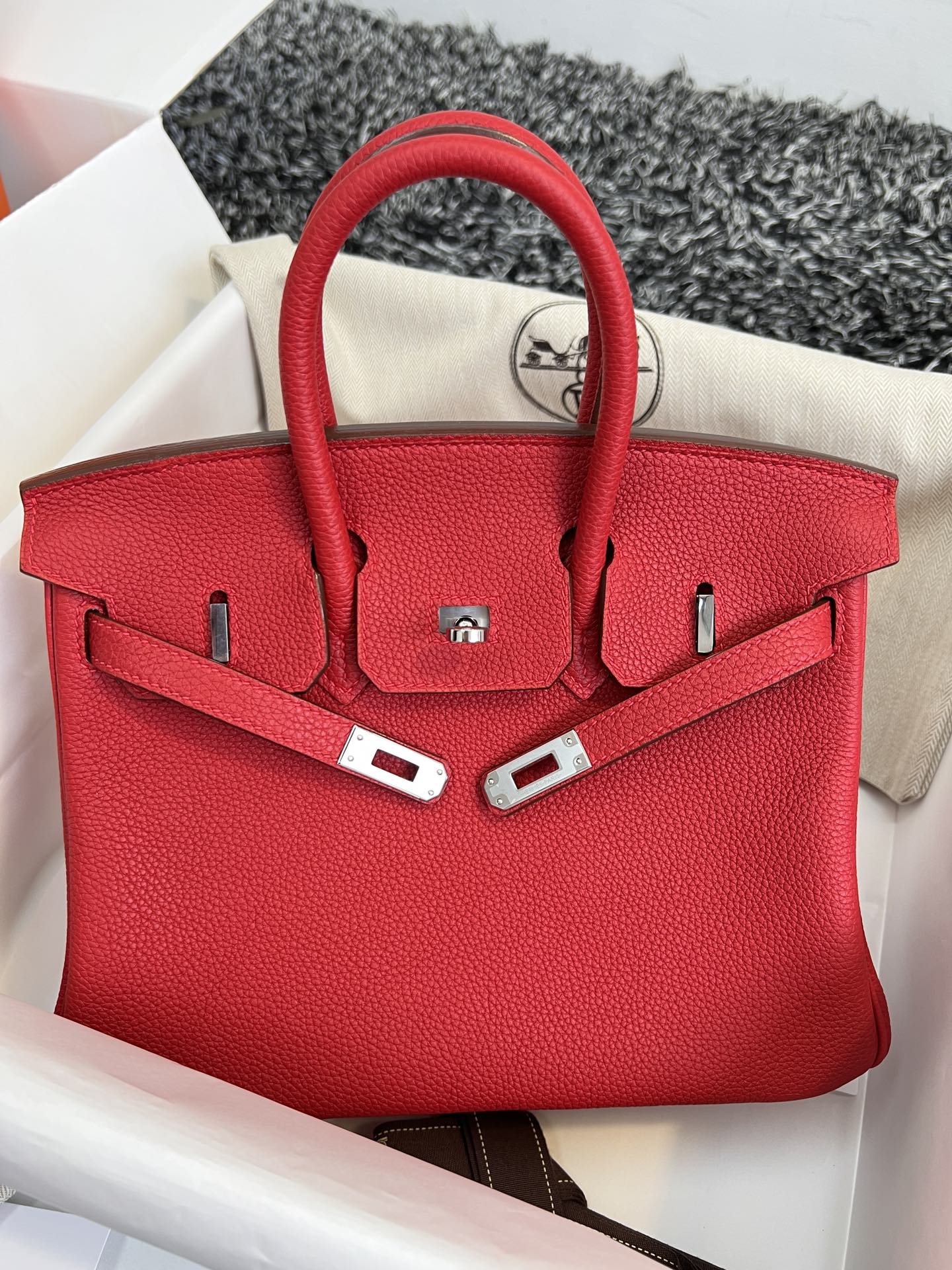 HM BIRKIN 25CM RED TOGO LEATHER SILVER HARDWARE