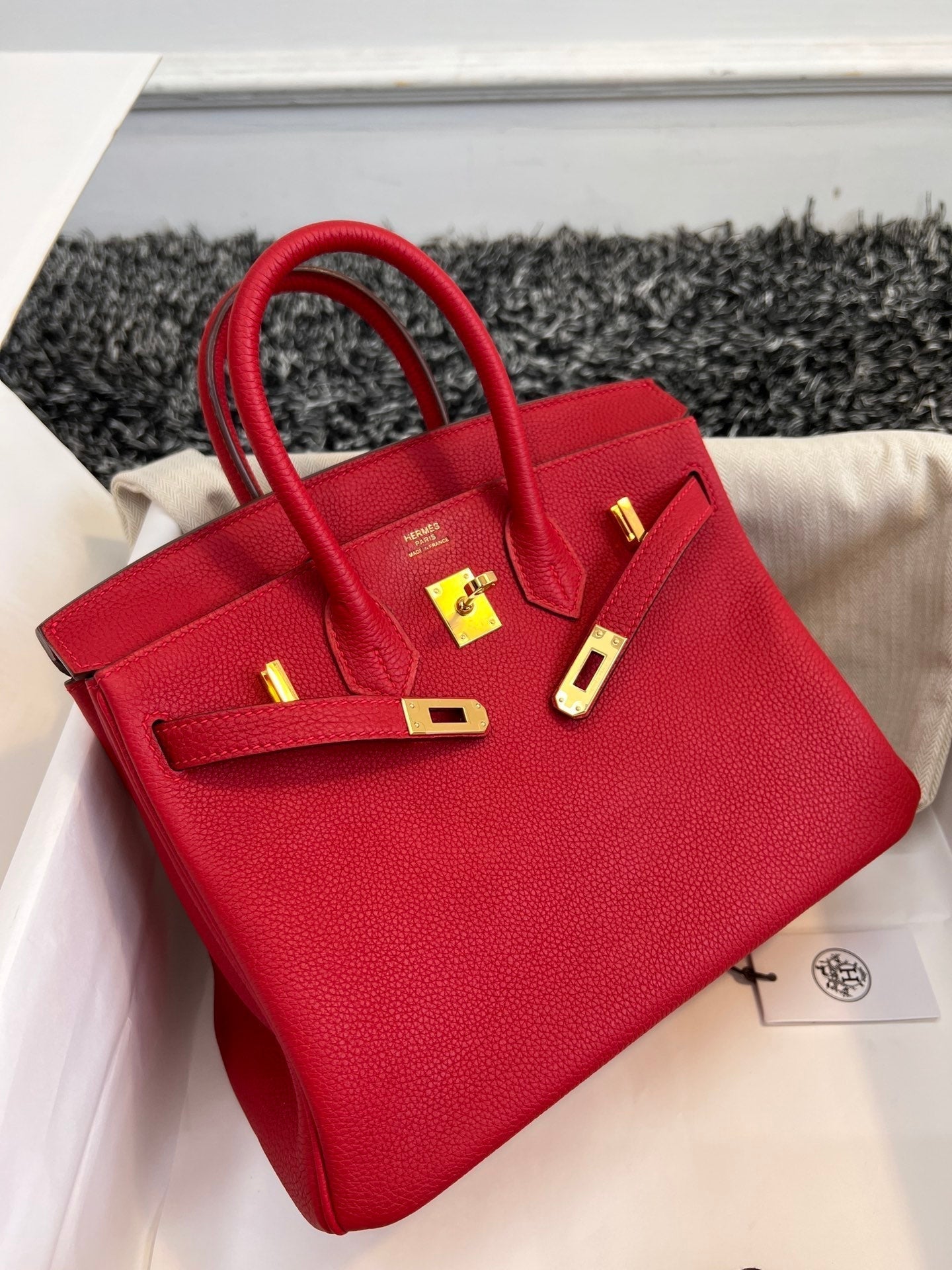 HM BIRKIN 25CM RED TOGO LEATHER GOLD HARDWARE