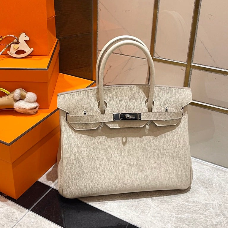 HM BIRKIN 30CM WHITE TOGO LEATHER SILVER HARDWARE