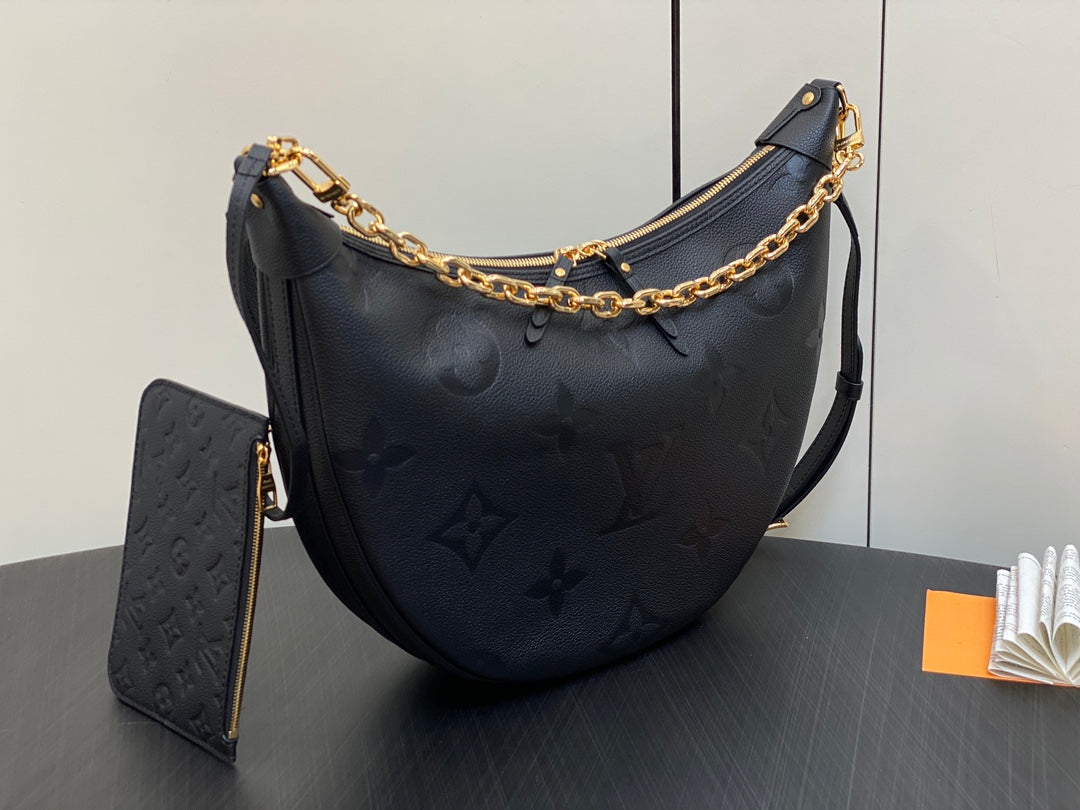 LOOP HOBO 38 BLACK MONOGRAM EMPREINTE LEATHER GOLD HARDWARE