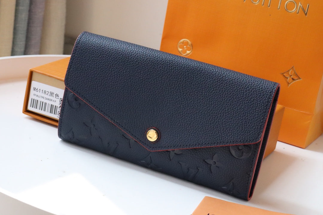 LV SARAH WALLET MONOGRAM EMPREINTE LEATHER 19CM BLACK RED