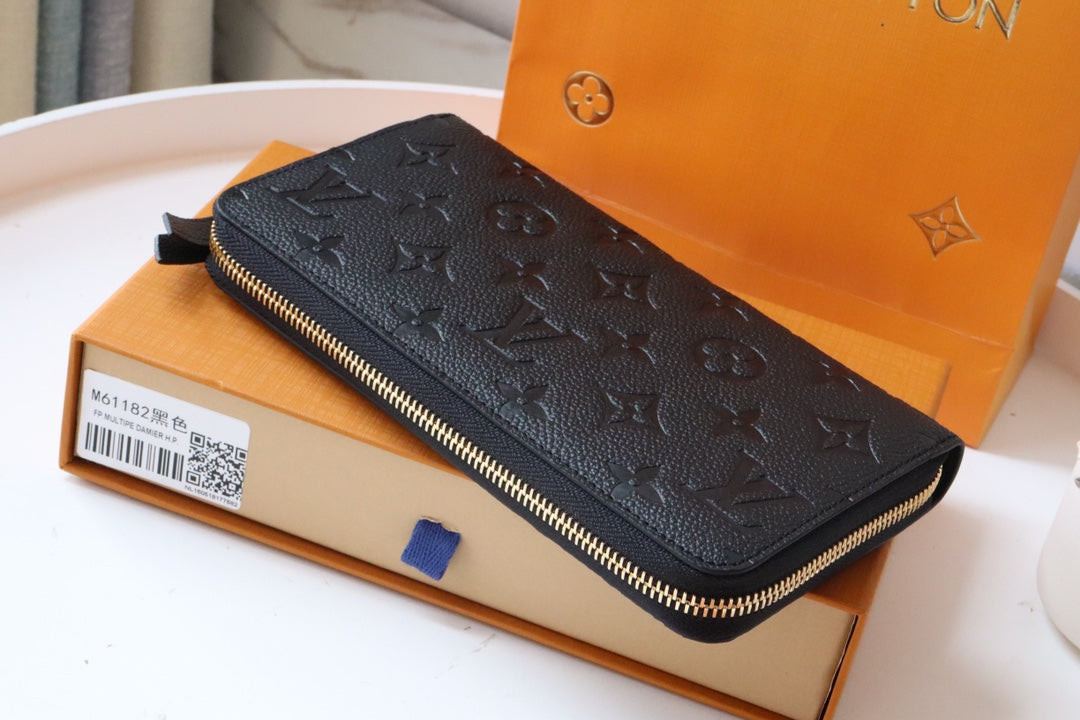 LV ZIPPY WALLET LONG PURSE BLACK MONOGRAM EMPREINTE LEATHER