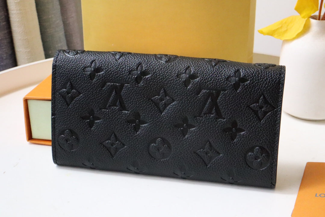 SARAH WALLET BLACK MONOGRAM EMPREINTE 19CM