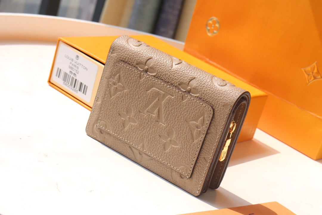 CLEA WALLET 12CM BEIGE MONOGRAM EMPREINTE LEATHER