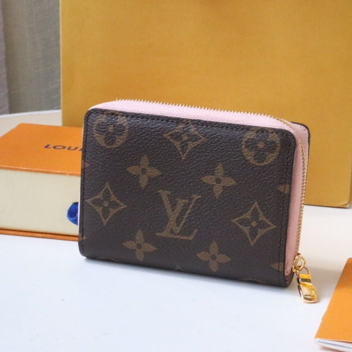 LOU WALLET 11.5CM BROWN PINK MONOGRAM CANVAS