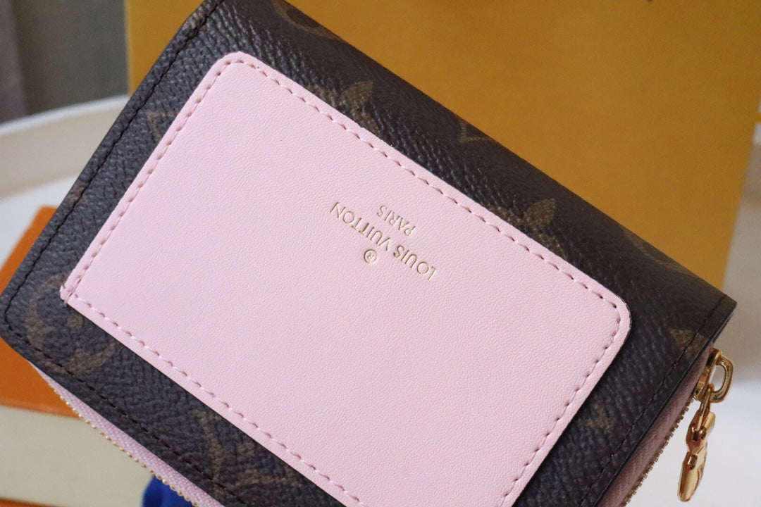 LOU WALLET 11.5CM BROWN PINK MONOGRAM CANVAS