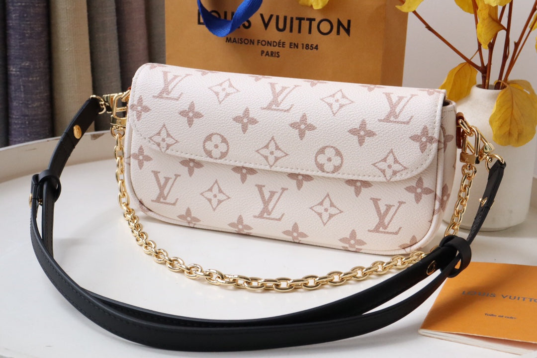 LV WOC 2WAY CHAIN WHITE PINK LEATHER