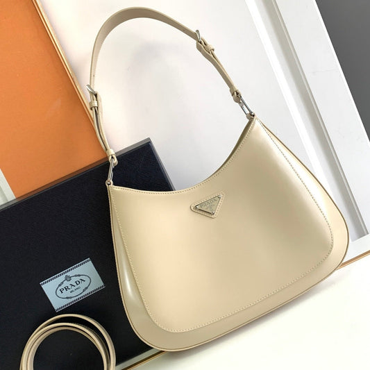 CLEO 30 BEIGE BRUSHED LEATHER SHOULDER BAG