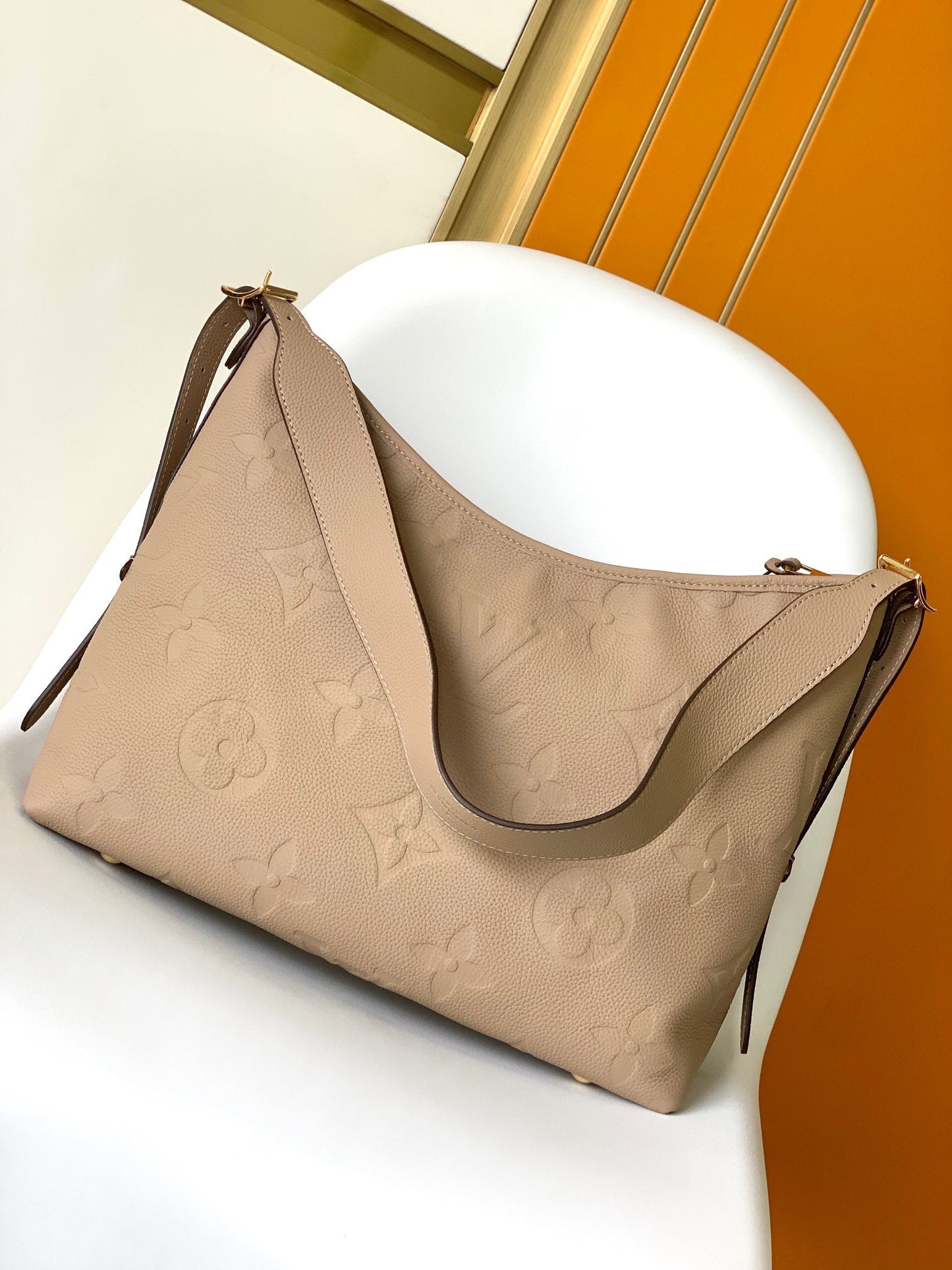 CARRYALL MM 30 BEIGE GRAINED COWHIDE LEATHER