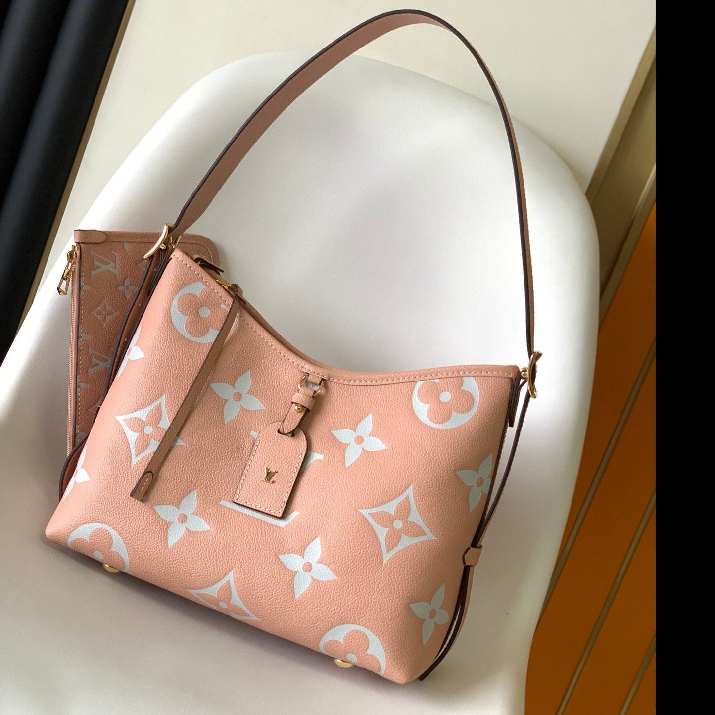 CARRYALL PM 29 PINK MONOGRAM GRAINED COWHIDE LEATHER