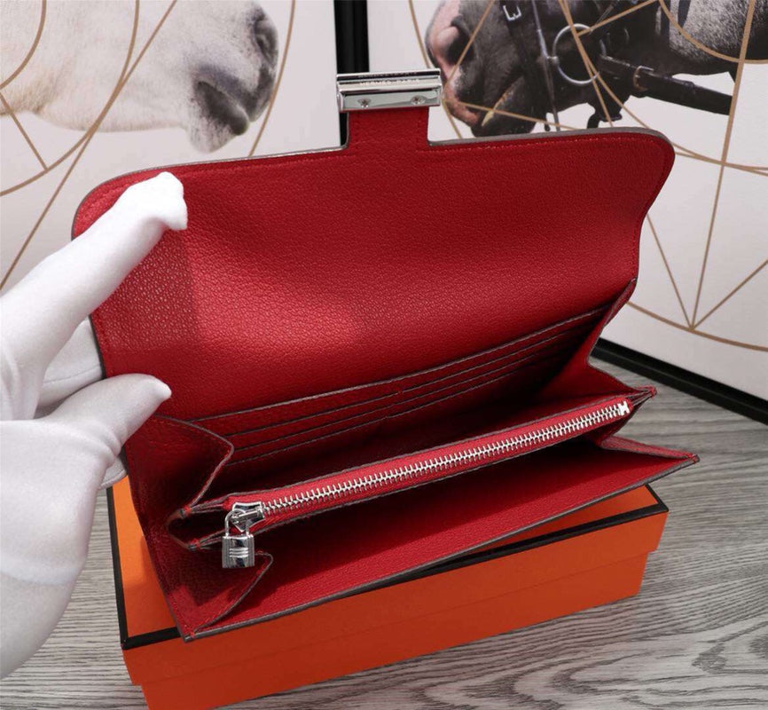 HM CLUTCH CONSTANCE 20.5 RED CALFSKIN SILVER HARDWARE