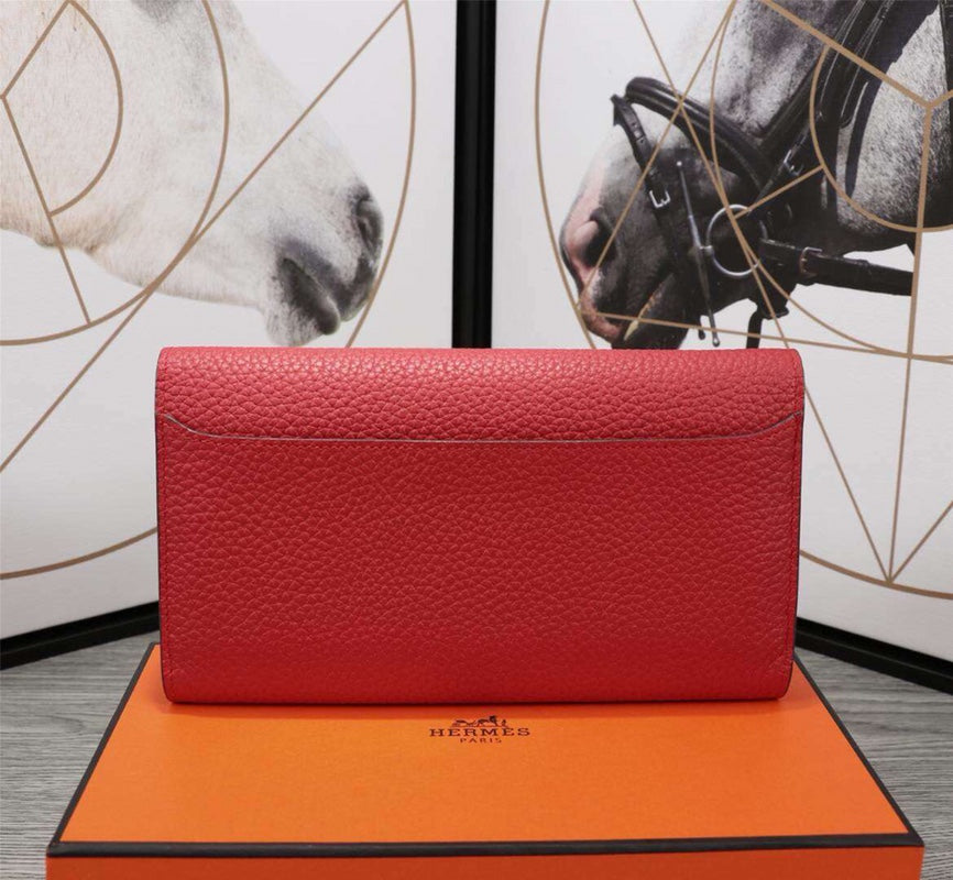 HM CLUTCH CONSTANCE 20.5 RED CALFSKIN SILVER HARDWARE