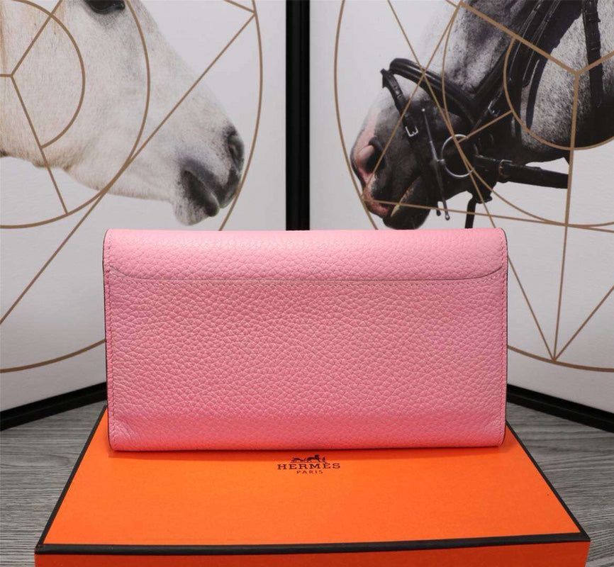 HM CLUTCH CONSTANCE 20.5 LIGHT PINK CALFSKIN SILVER HARDWARE