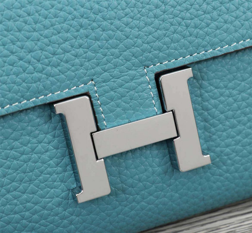 HM CLUTCH CONSTANCE 20.5 SAPPHIRE CALFSKIN SILVER HARDWARE