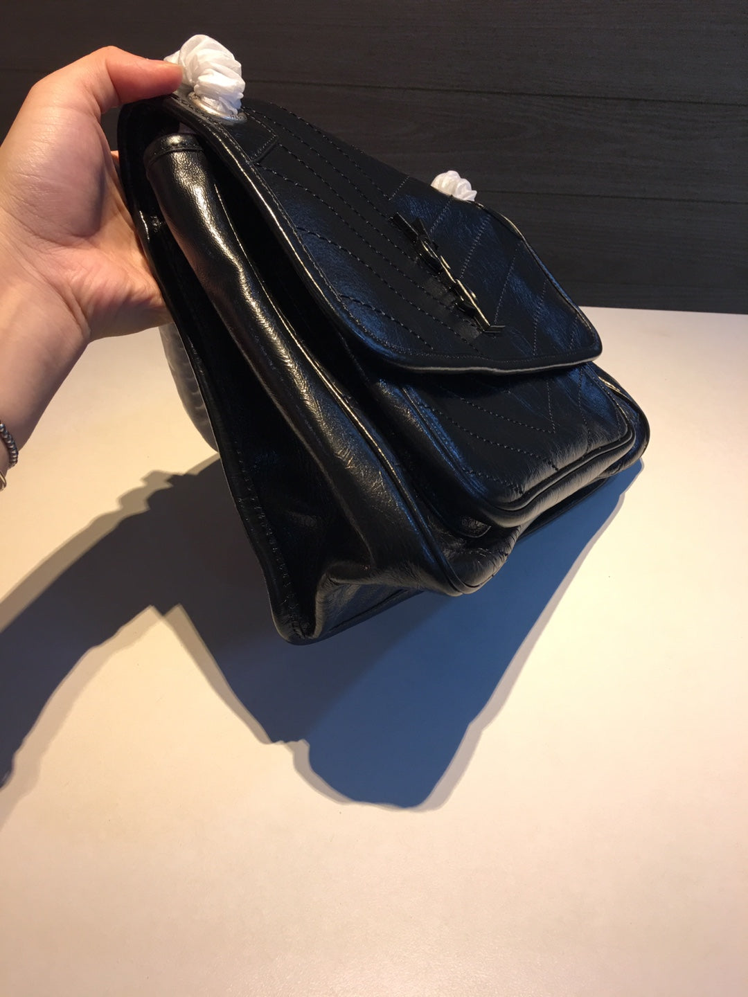 MEDIUM NIKI 27 IN BLACK CALFSKIN CHAIN BAG