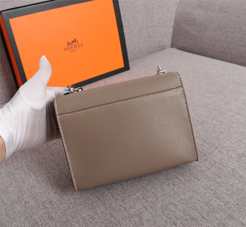 HM VERROU MINI BAG 17 ASH BROWN CALFSKIN