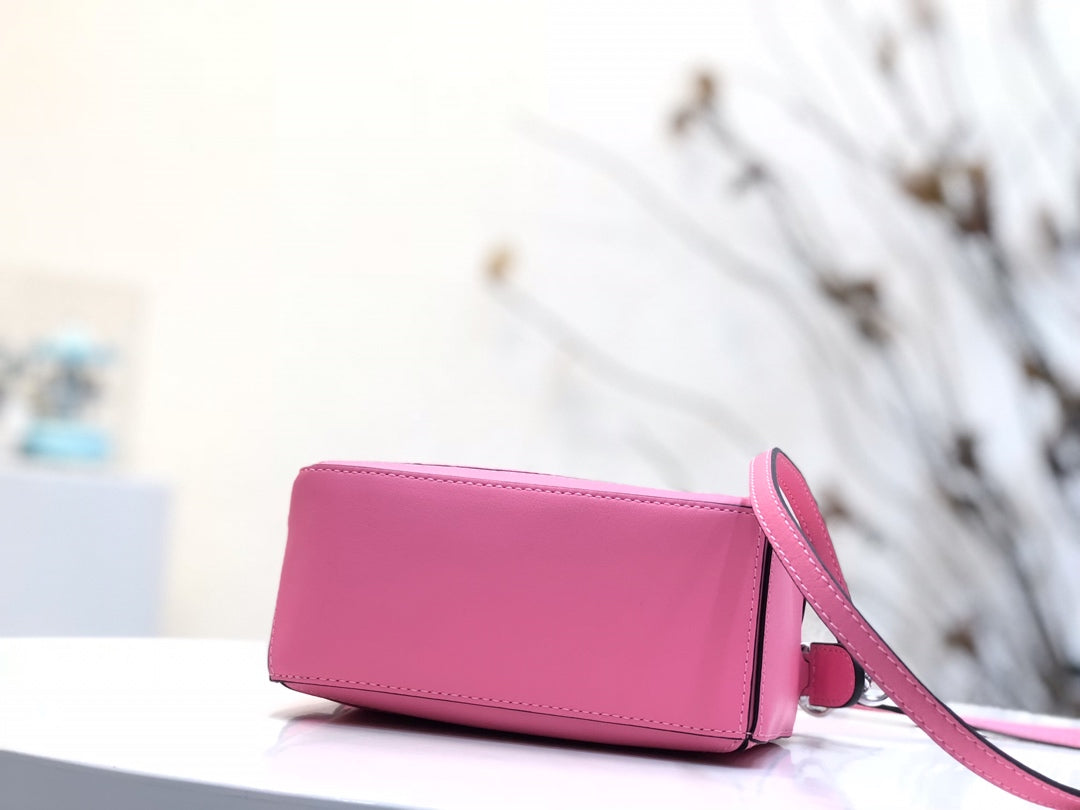 LOE MINI 18 PUZZLE BAG IN DEEP PINK CALFSKIN