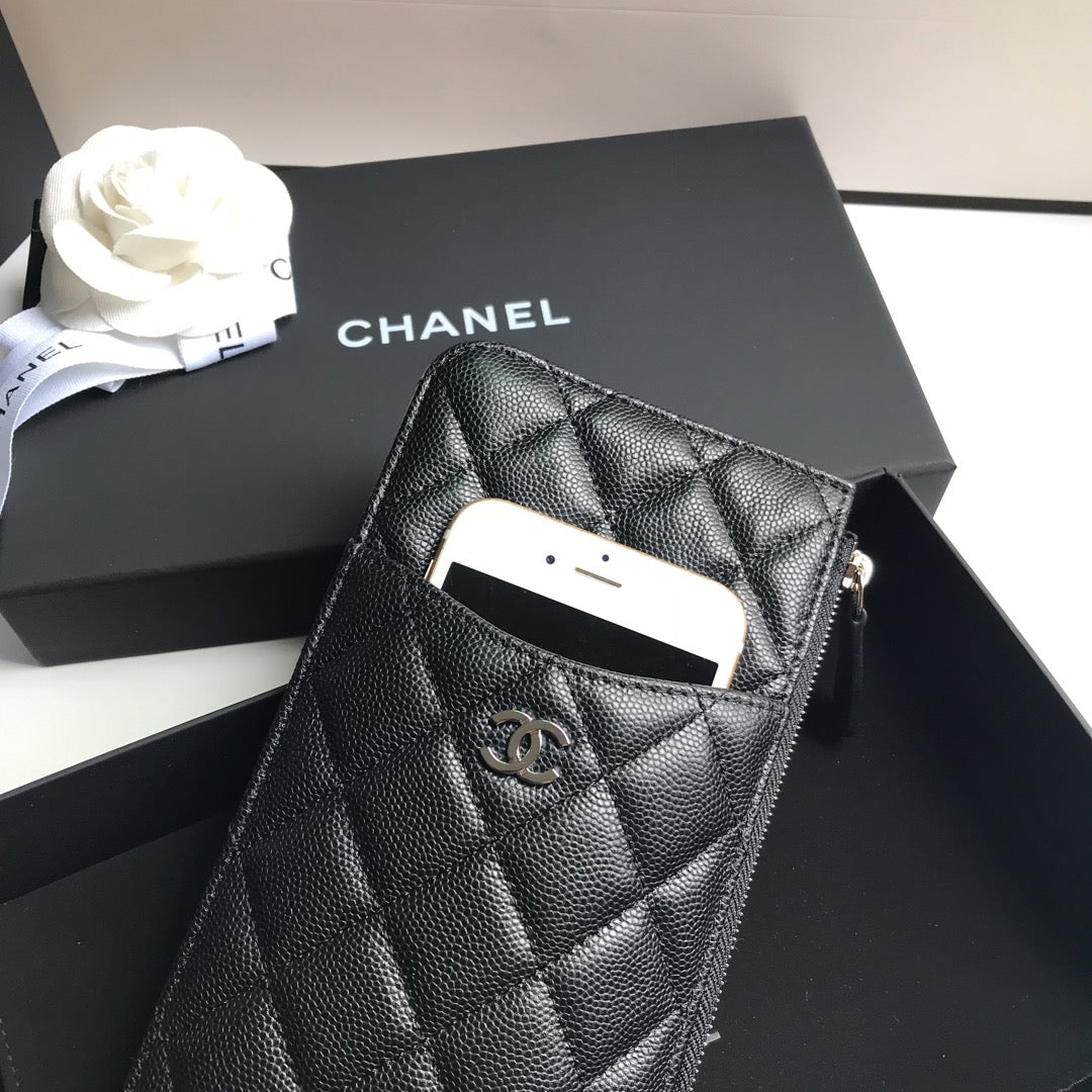 CC MOBILE PURSE 19.5 BLACK GRAINED CALFSKIN ICON