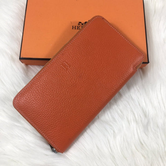 HM SILK'IN CLASSIC WALLET 20 ORANGE GRAINED CALFSKIN