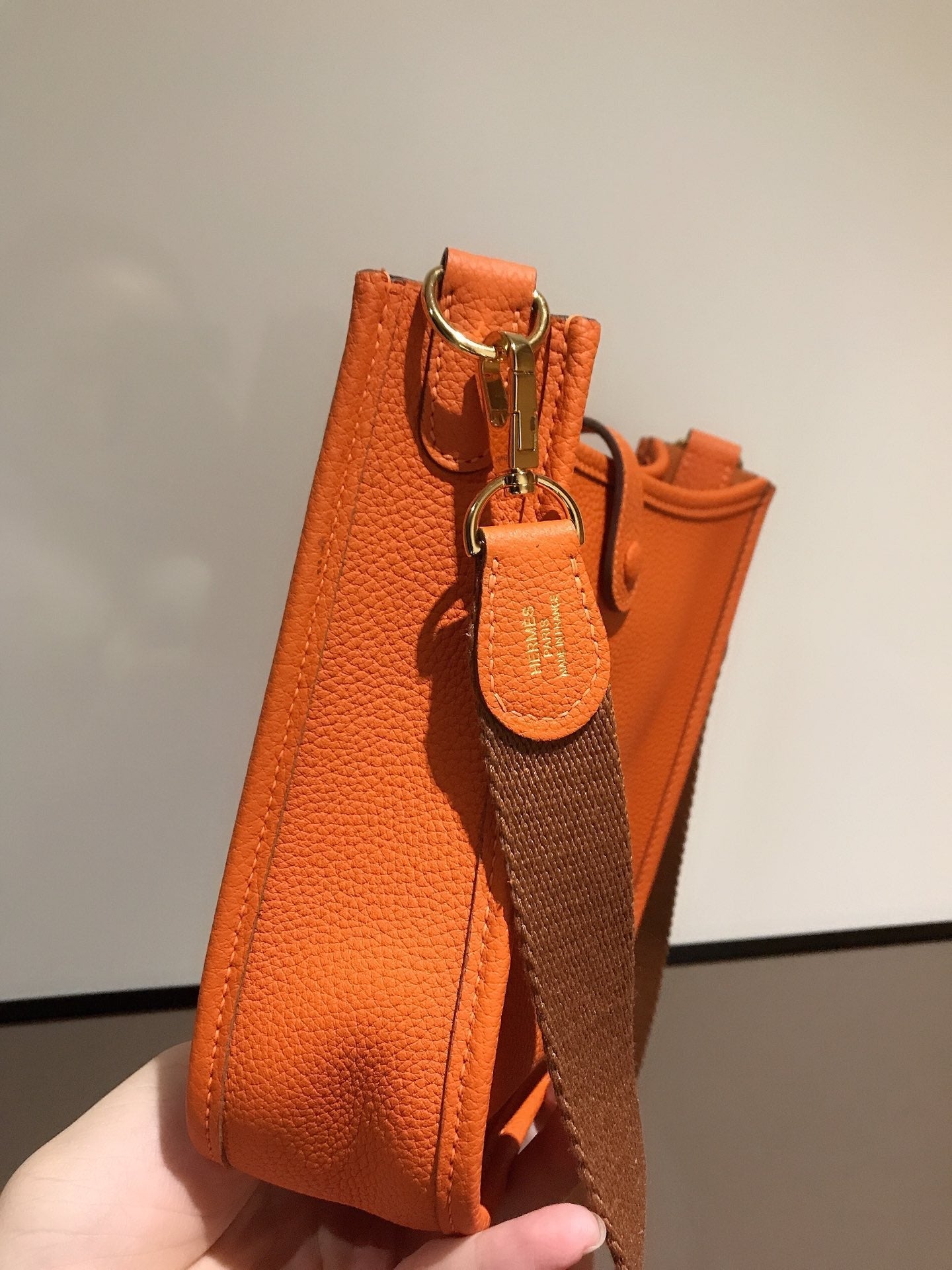 HM EVELYNE MINI 18 ORANGE CALFSKIN