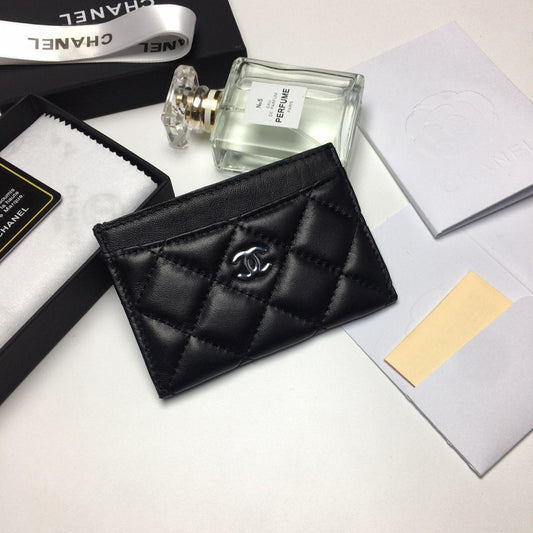 CC CARD HOLDER 11.2 BLACK CALFSKIN SILVER ICON