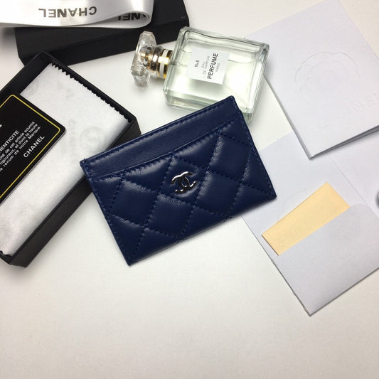 CC CARD HOLDER 11.2 NAVY CALFSKIN SILVER ICON