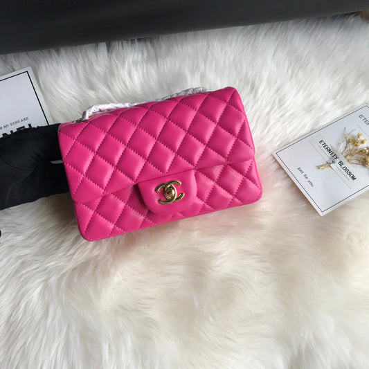 CC MINI 20 BAG IN BRIGHT PINK CALFSKIN WITH STRAP