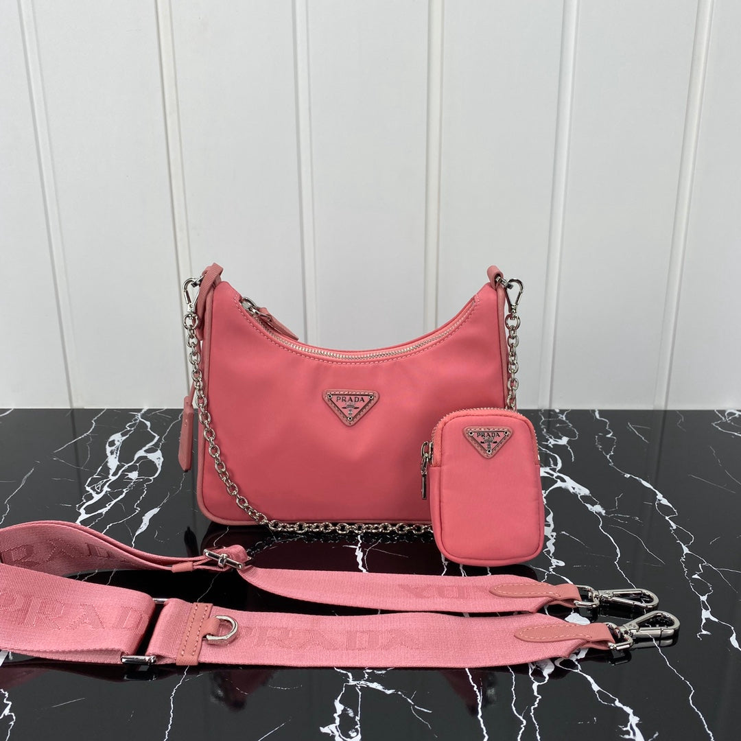 PRA HOBO 22 BAG IN DARK PINK RE-NYLON