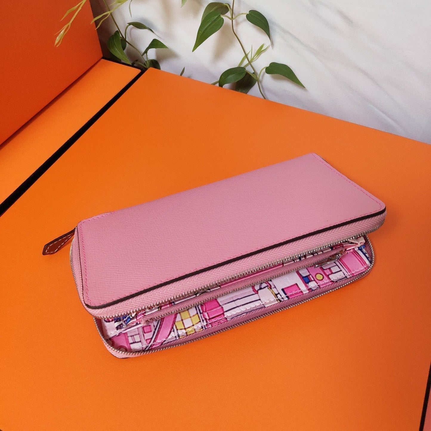 HM Zipper Wallet 20 Light Pink Epsom