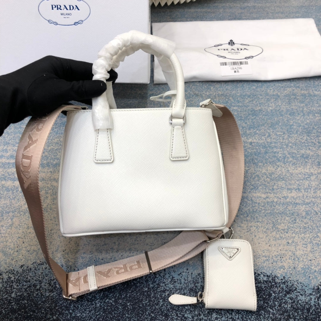 PRA MINI 23 BAG IN WHITE SAFFIANO LEATHER