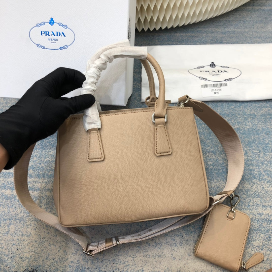 PRA MINI 23 BAG IN TAN BEIGE SAFFIANO LEATHER