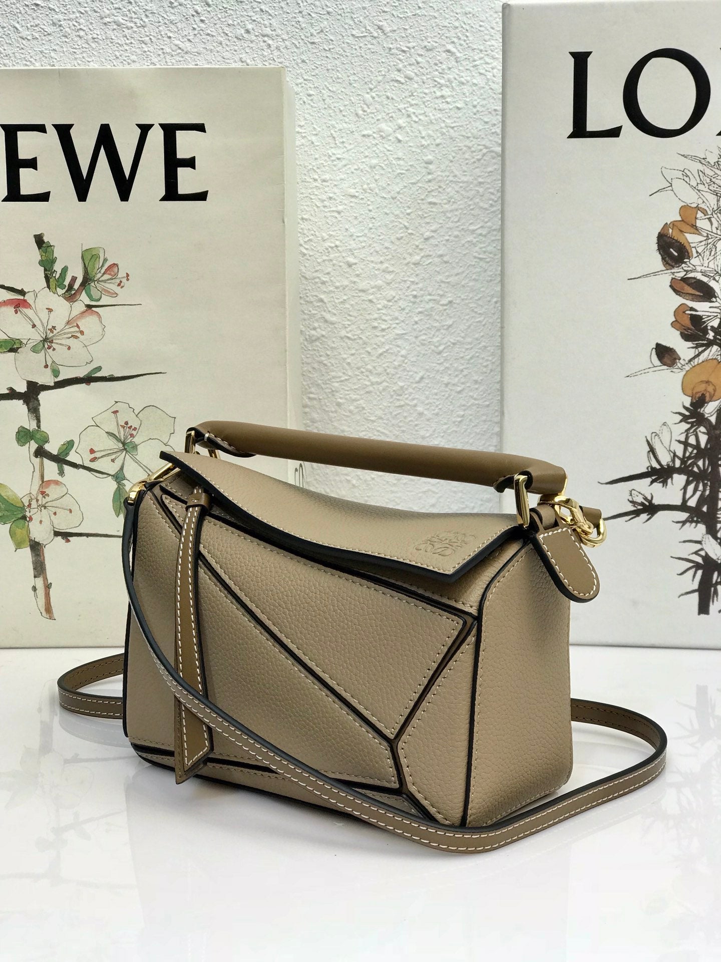 LOE MINI 18 PUZZLE BAG IN DARK KHAKI GREEN CALFSKIN