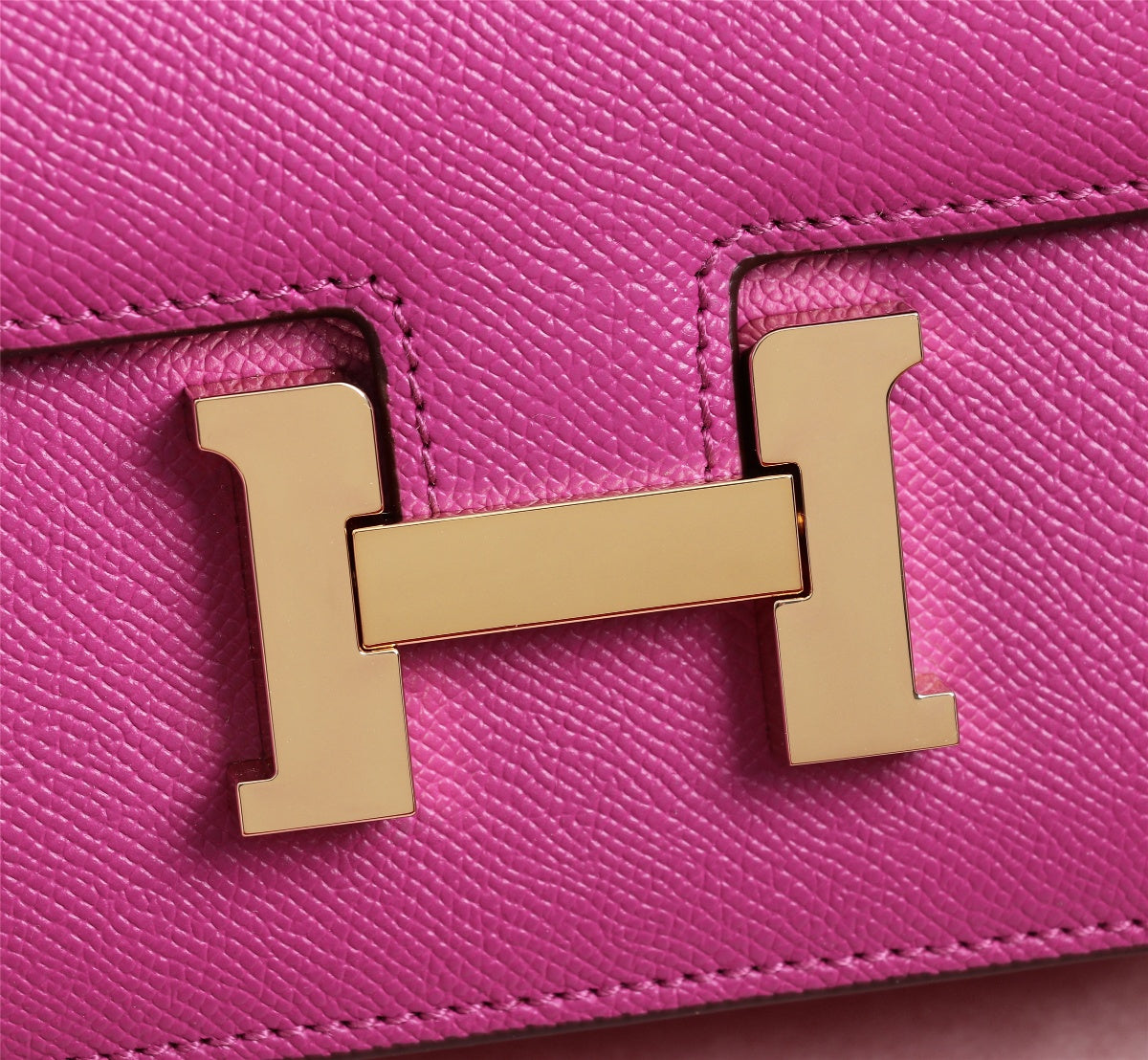 HM CONSTANCE BAG 19 PINK CALFSKIN GOLD BUCKLE