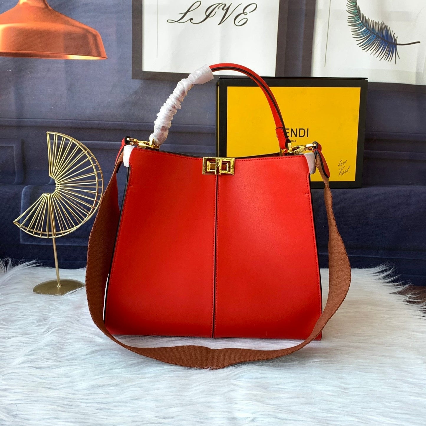 Peekaboo X-lite medium 30cm Bag red lambskin gold hardware