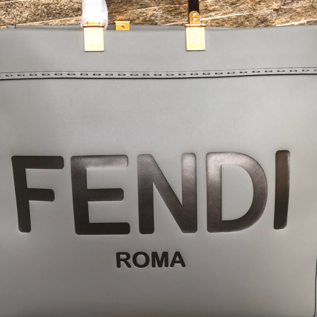 Fend Sunshine Large Bag 40.5 Grey Leather