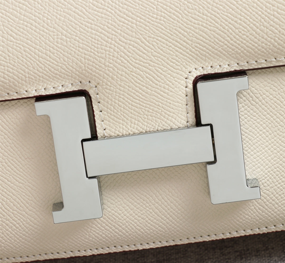 HM CONSTANCE BAGS 19 CREAM LAMBSKIN SILVER BUCKLE