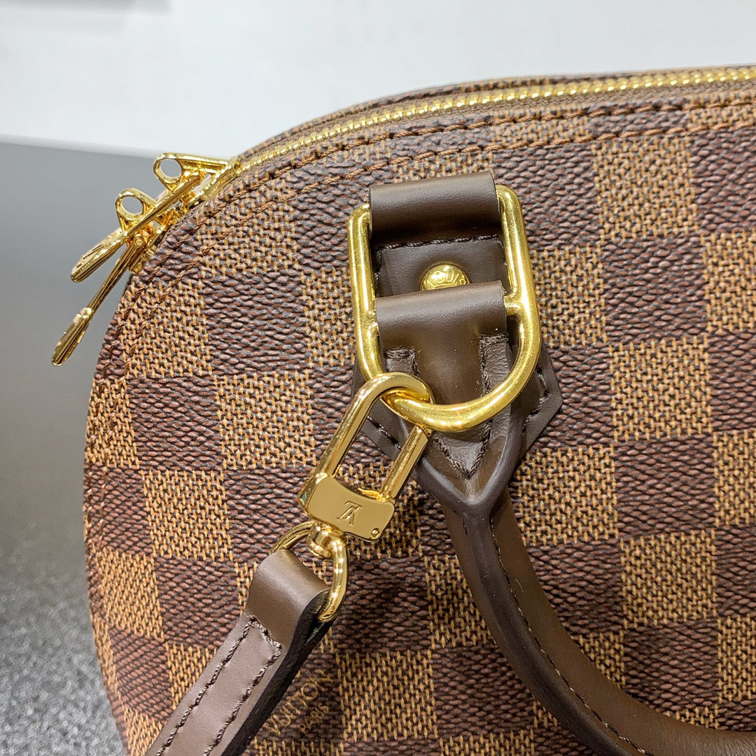 BRAIDED ALMA BB 23 IN BROWN DAMIER EBENE CANVAS GOLD BUCKLE