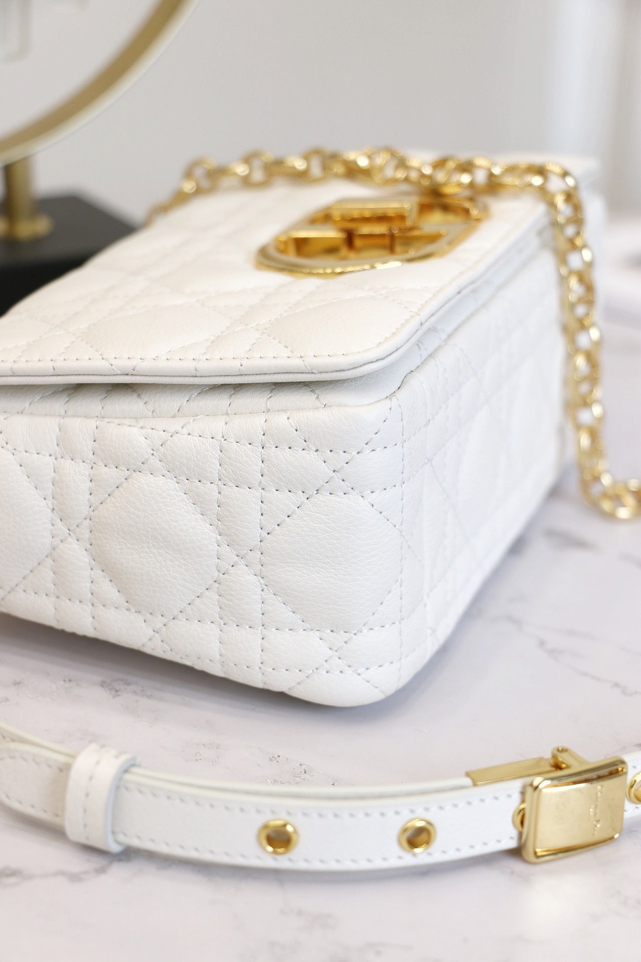 CARO MINI BAG 20 IN WHITE CALFSKIN