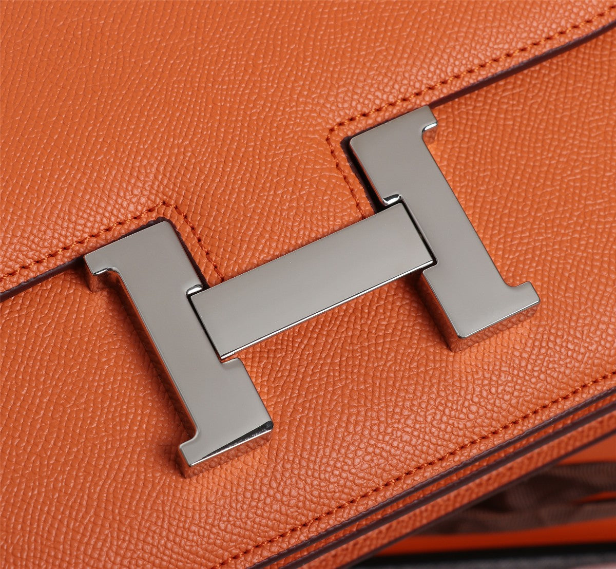 HM CONSTANCE BAGS 22 ORANGE LAMBSKIN SILVER BUCKLE