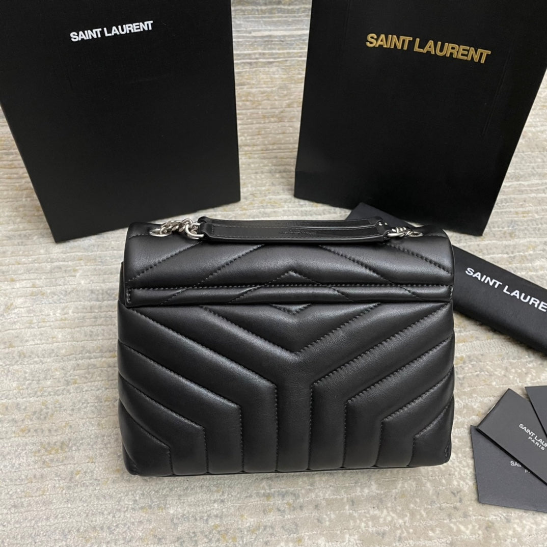 LOULOU SMALL 25 IN BLACK LAMBSKIN SILVER HARDWARE