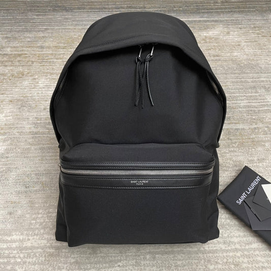 CITY BACKPACK 41 IN BLACK CANVAS, NYLON AND LEATHER