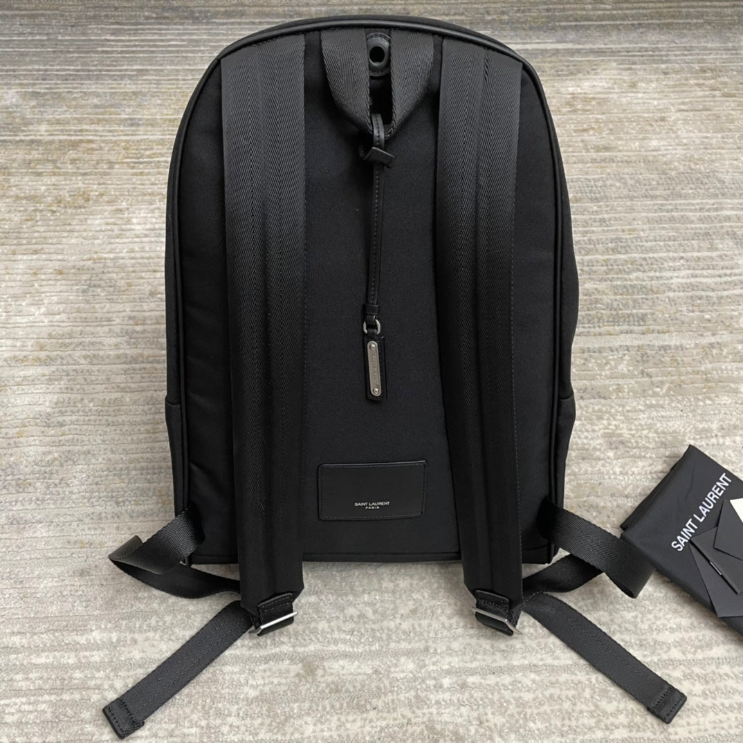 CITY BACKPACK 41 IN BLACK CANVAS, NYLON AND LEATHER