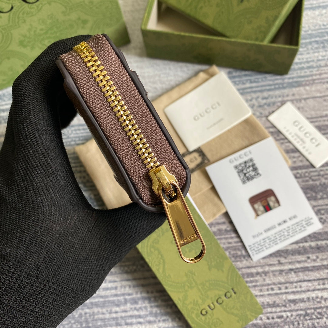 OPHIDIA GG 11 WALLET IN BEIGE AND EBONY CANVAS