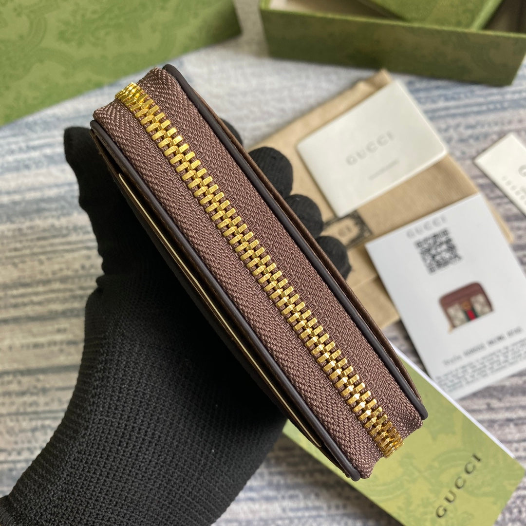 OPHIDIA GG 11 WALLET IN BEIGE AND EBONY CANVAS