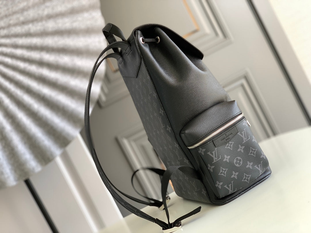 BACKPACK 45 IN BLACK CALFSKIN AND GUN METAL MONOGRAM ECLIPSE CANVAS