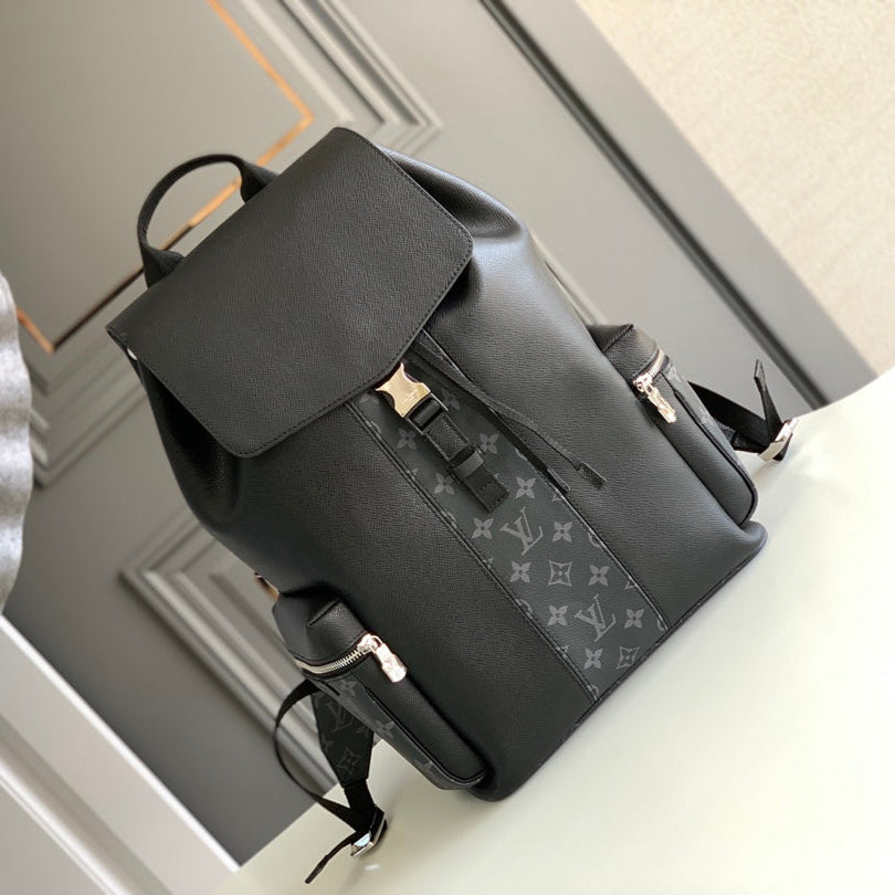 BACKPACK 45 IN BLACK CALFSKIN AND GUN METAL MONOGRAM ECLIPSE CANVAS